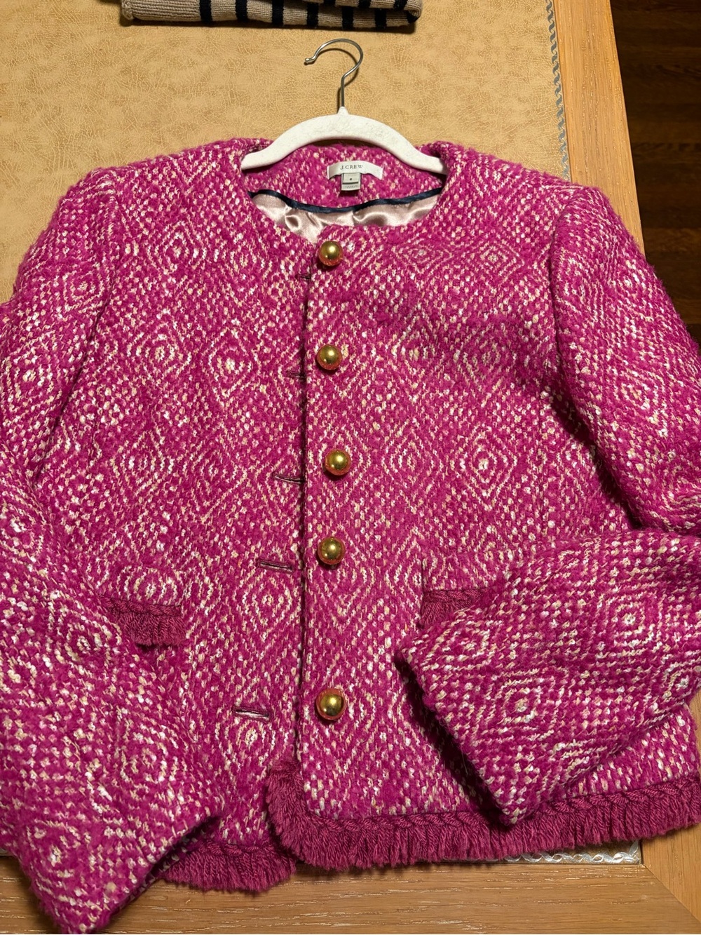 J. Crew Pink Patterned Tweed Jacket